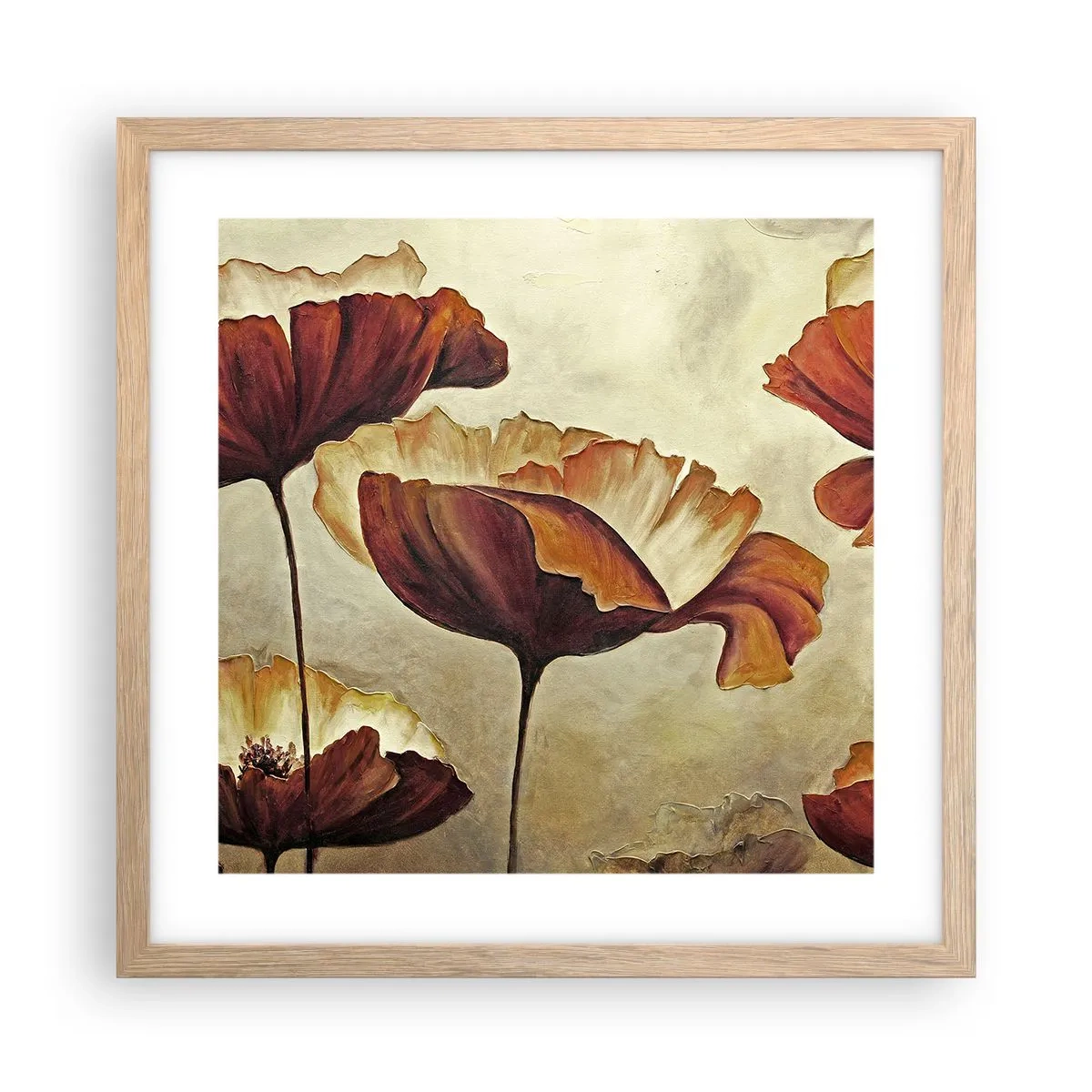 Plagát v ráme zo svetlého duba - Lán lúky - 40x40 cm