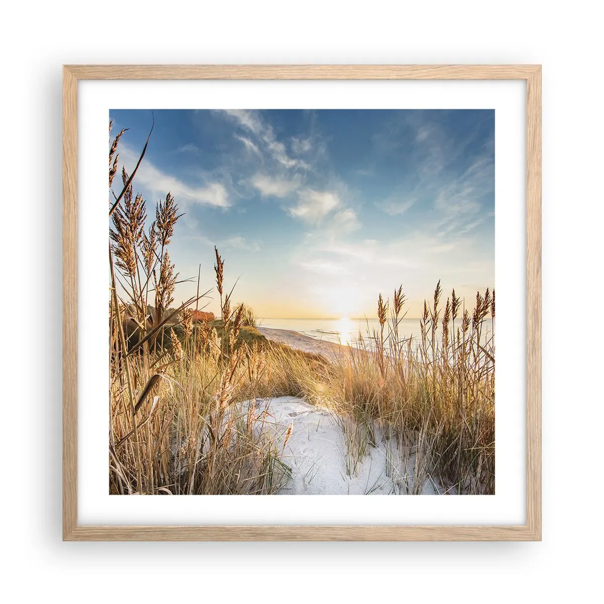 Plagát v ráme zo svetlého duba - Severná pláž - 50x50 cm