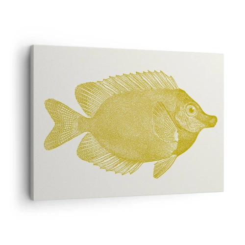 Obraz na plátne - Vintage zlatá rybka na svetlom pozadí - 70x50cm - Proste ryba - Moderná nástenná dekorácia do obývacej izby a spálne ARTTOR
