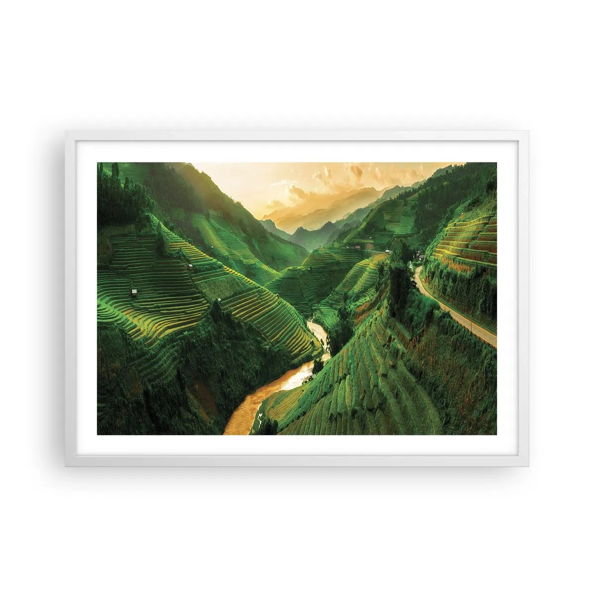 Plagát v bielom ráme - Vietnamské údolie - 70x50 cm