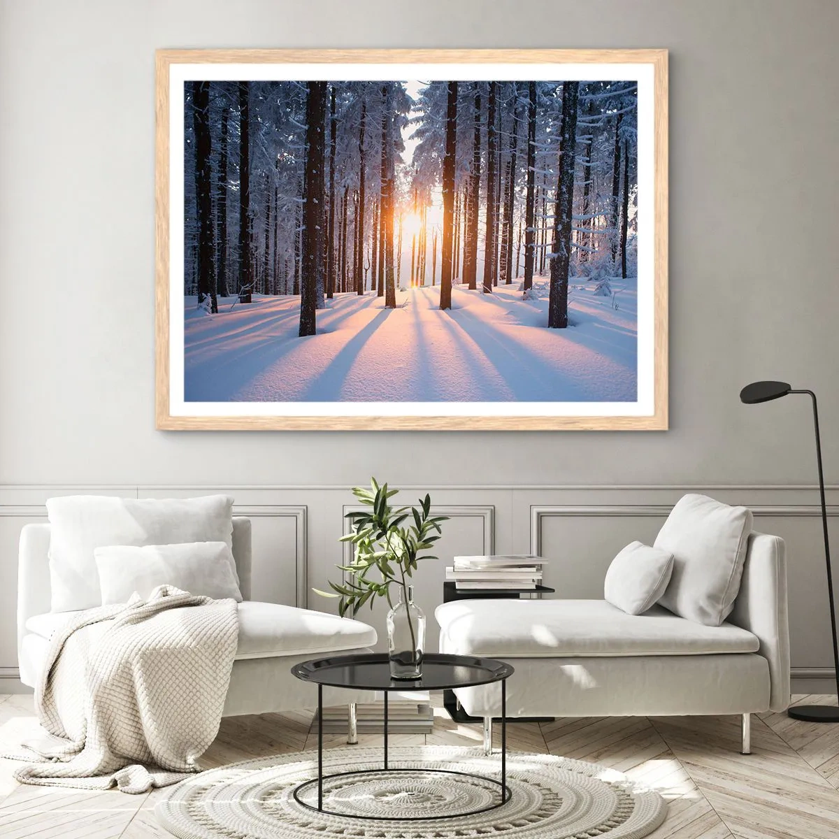 Plagát v ráme zo svetlého duba - Jasne čierne na bielom - 50x40 cm