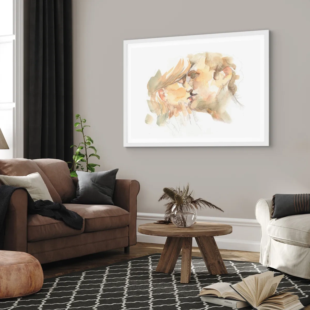 Plagát v bielom ráme - Nájdená polovica? - 70x50 cm