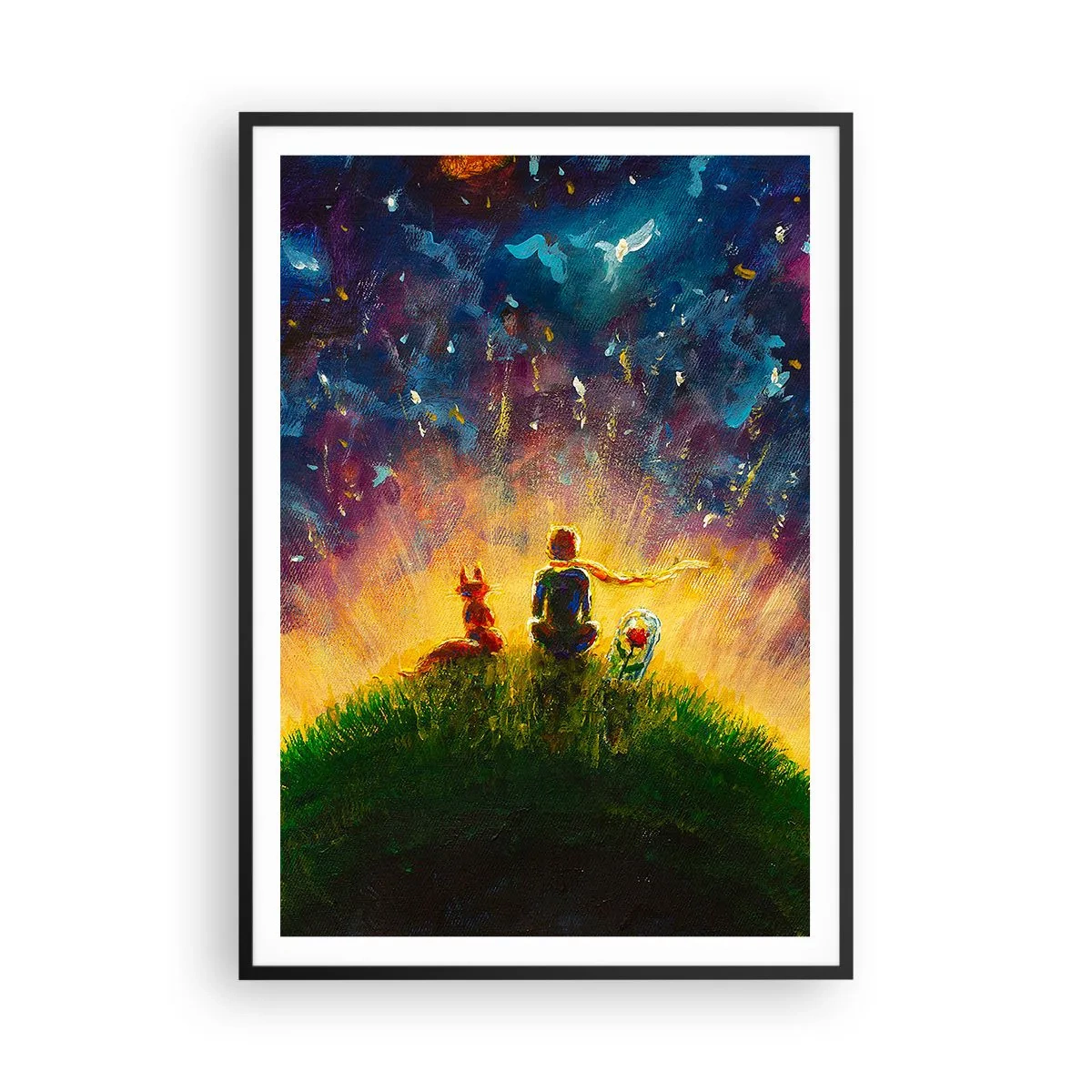 Plagát v čiernom ráme - Láska a priateľstvo - celý svet - 70x100 cm