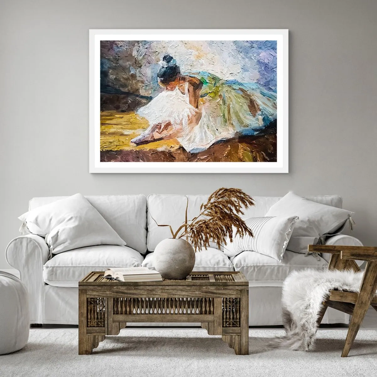 Plagát v bielom ráme - Z Degasovho obrazu - 50x50 cm