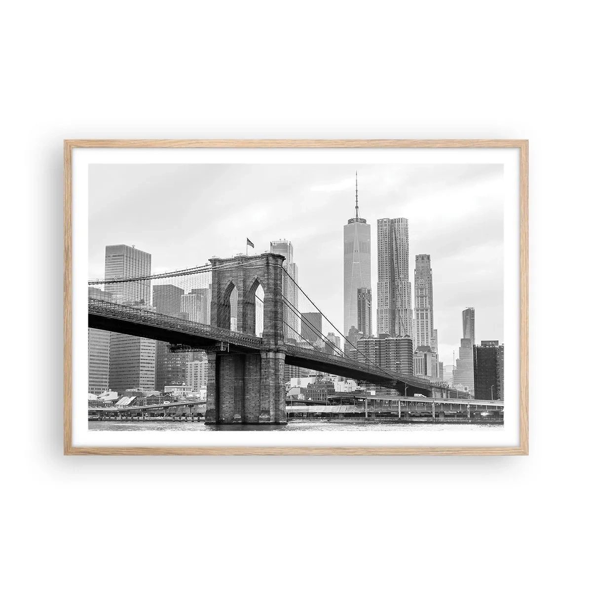 Plagát v ráme zo svetlého duba - Newyorské zázraky - 91x61 cm