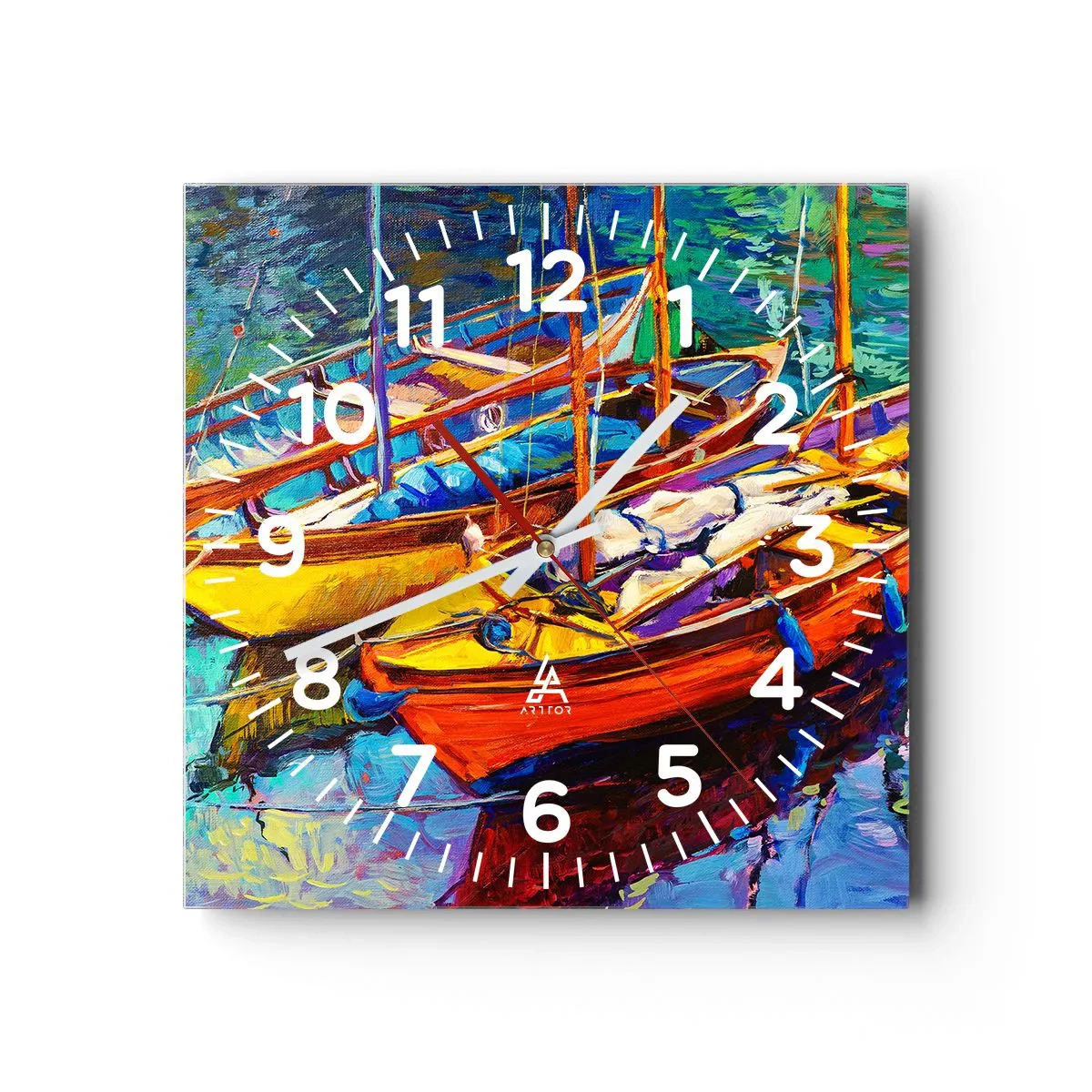 Nástenné hodiny - Na vode hustej od farieb - 30x30 cm