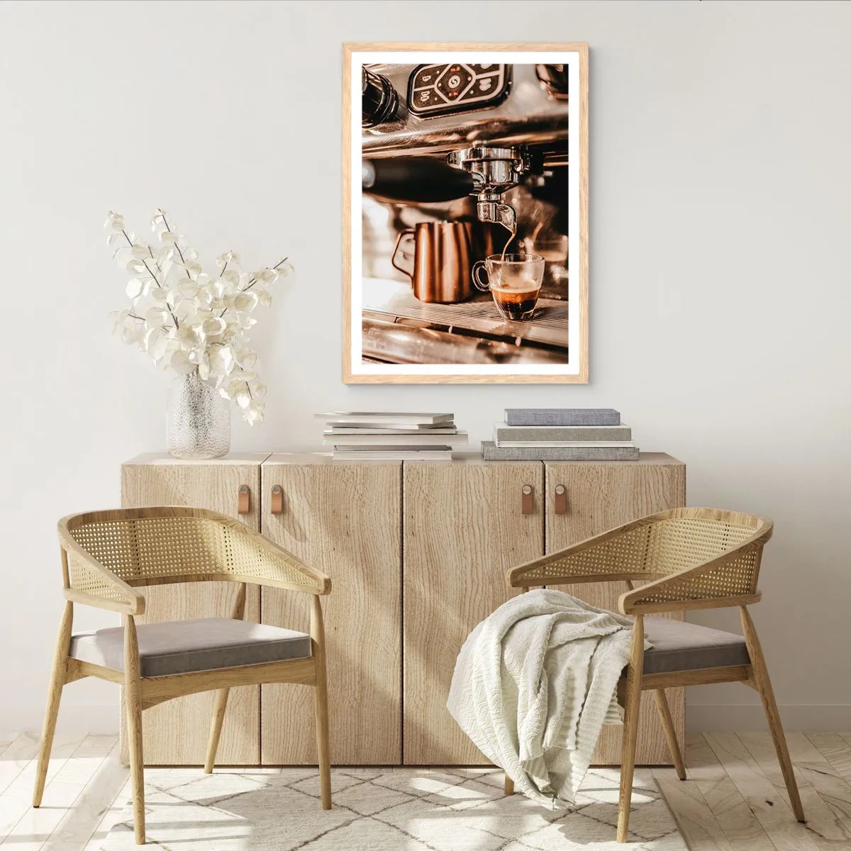 Plagát v ráme zo svetlého duba - Jas kávy - 70x100 cm