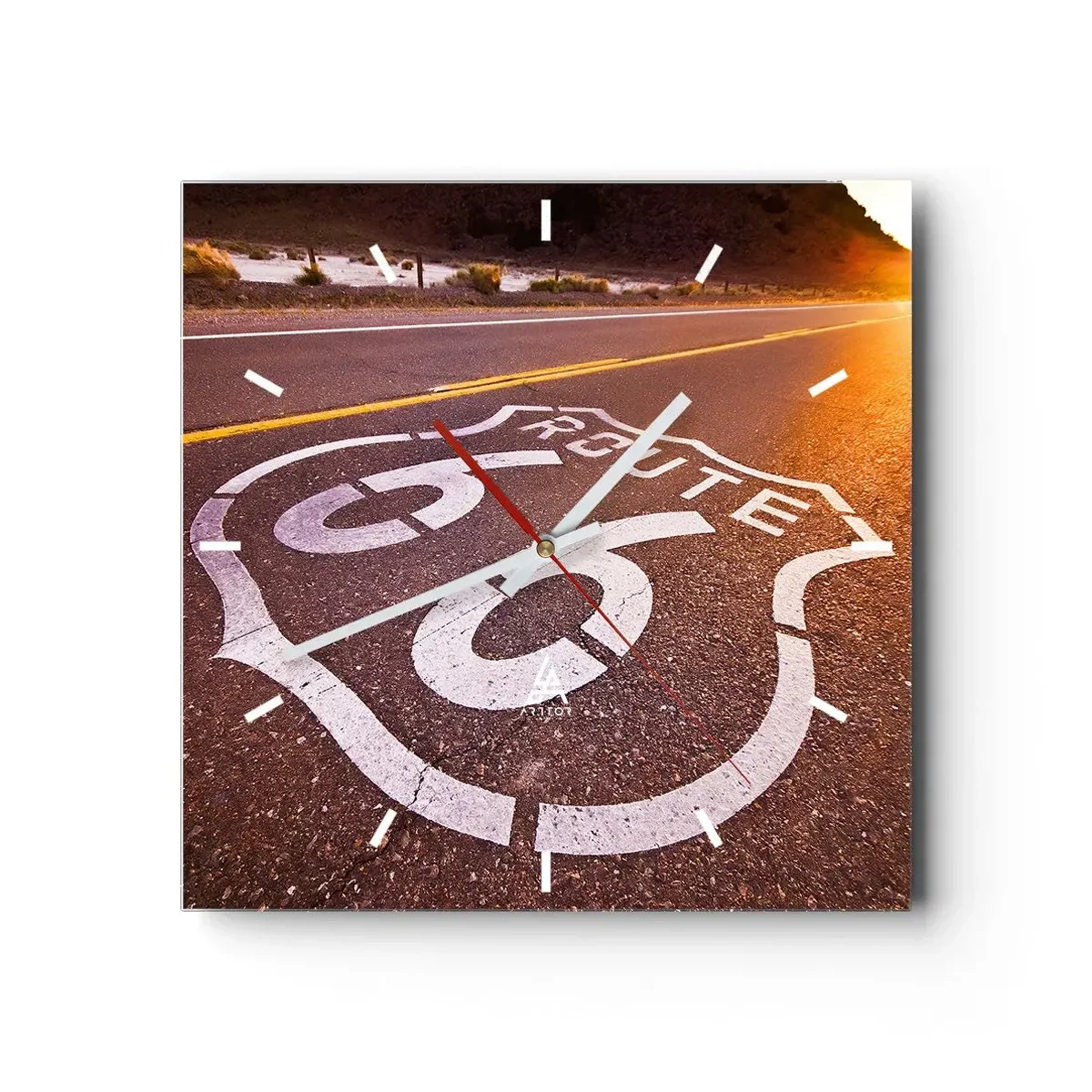 Nástenné hodiny - Slávna cesta 66 - 40x40 cm