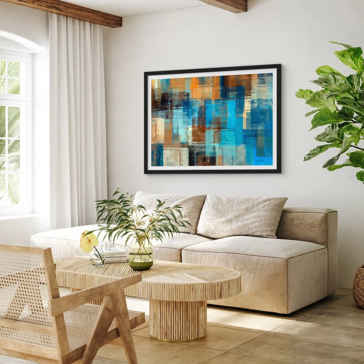 Plagát v čiernom ráme - Cez modrý závoj - 50x40 cm