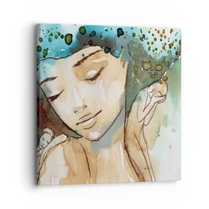 Obraz na plátne - Lady in blue - 30x30 cm