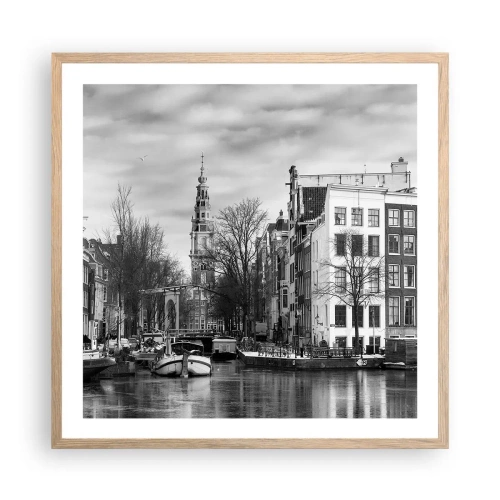 Plagát v ráme zo svetlého duba - Amsterdamské vibrácie - 60x60 cm