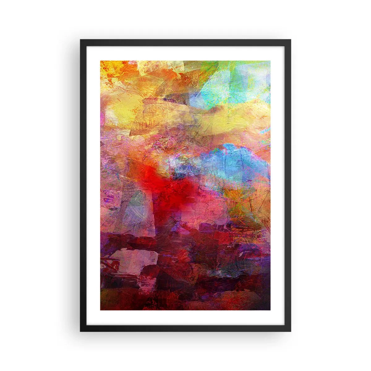 Plagát v čiernom ráme - Abstraktné kompozície plné farieb a dynamiky - 50x70cm - Pozrieť sa doprostred dúhy - Moderná nástenná dekorácia do obývacej izby a spálne ARTTOR