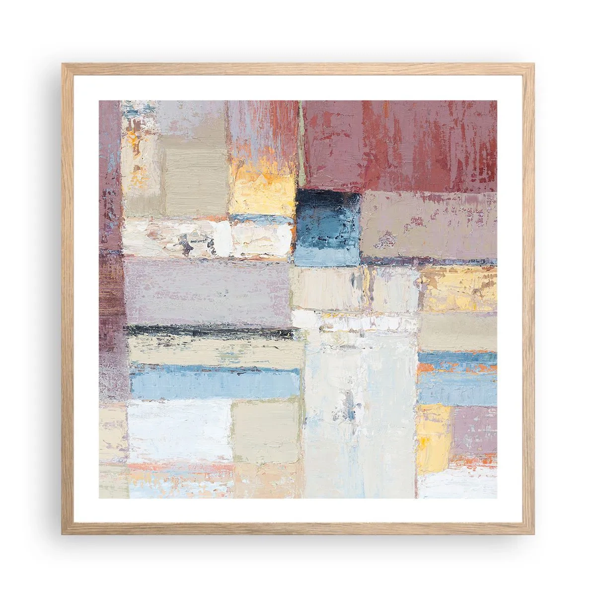 Plagát v ráme zo svetlého duba - Kľud geometrie - 60x60 cm