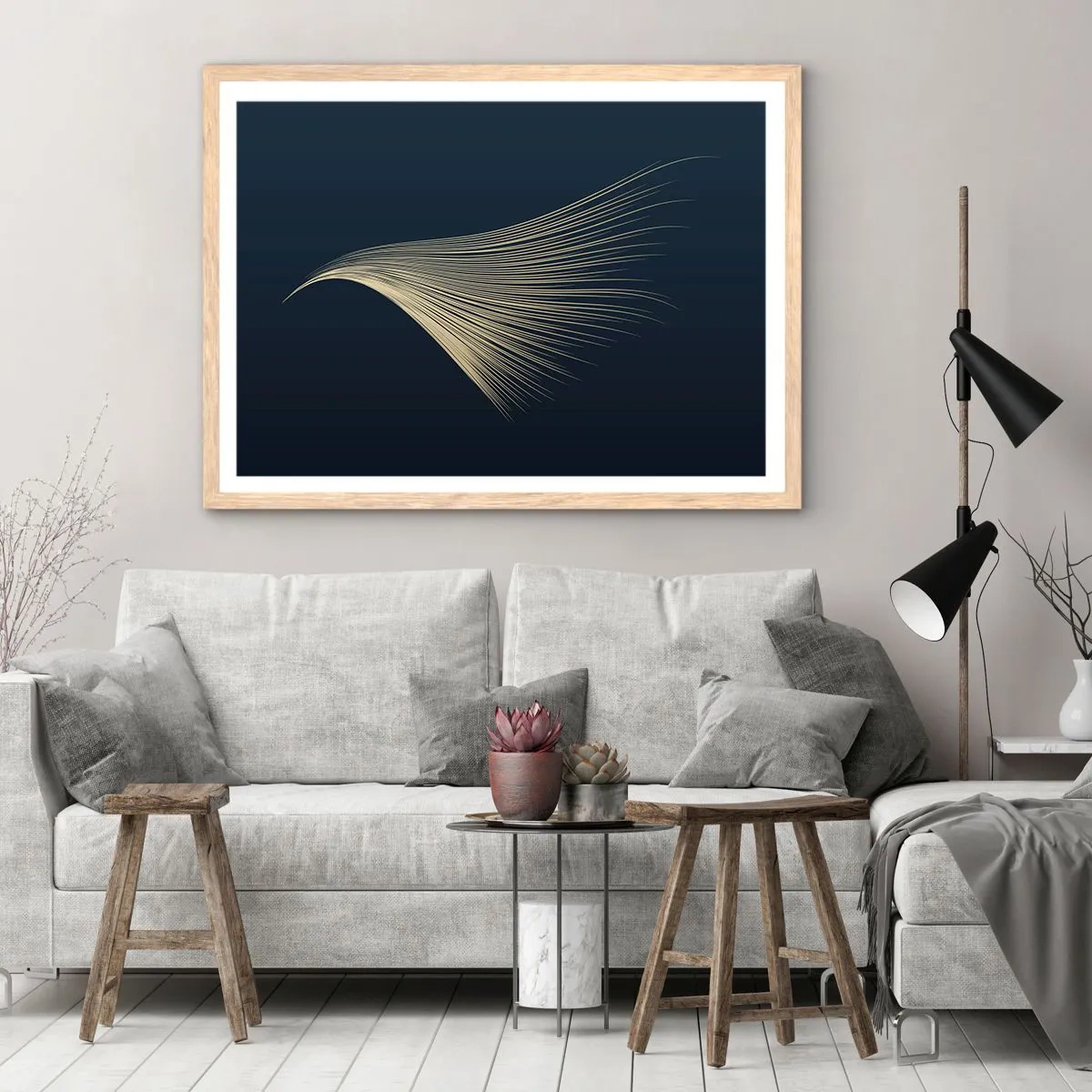 Plagát v ráme zo svetlého duba - Ako anjelské vlasy - 100x70 cm