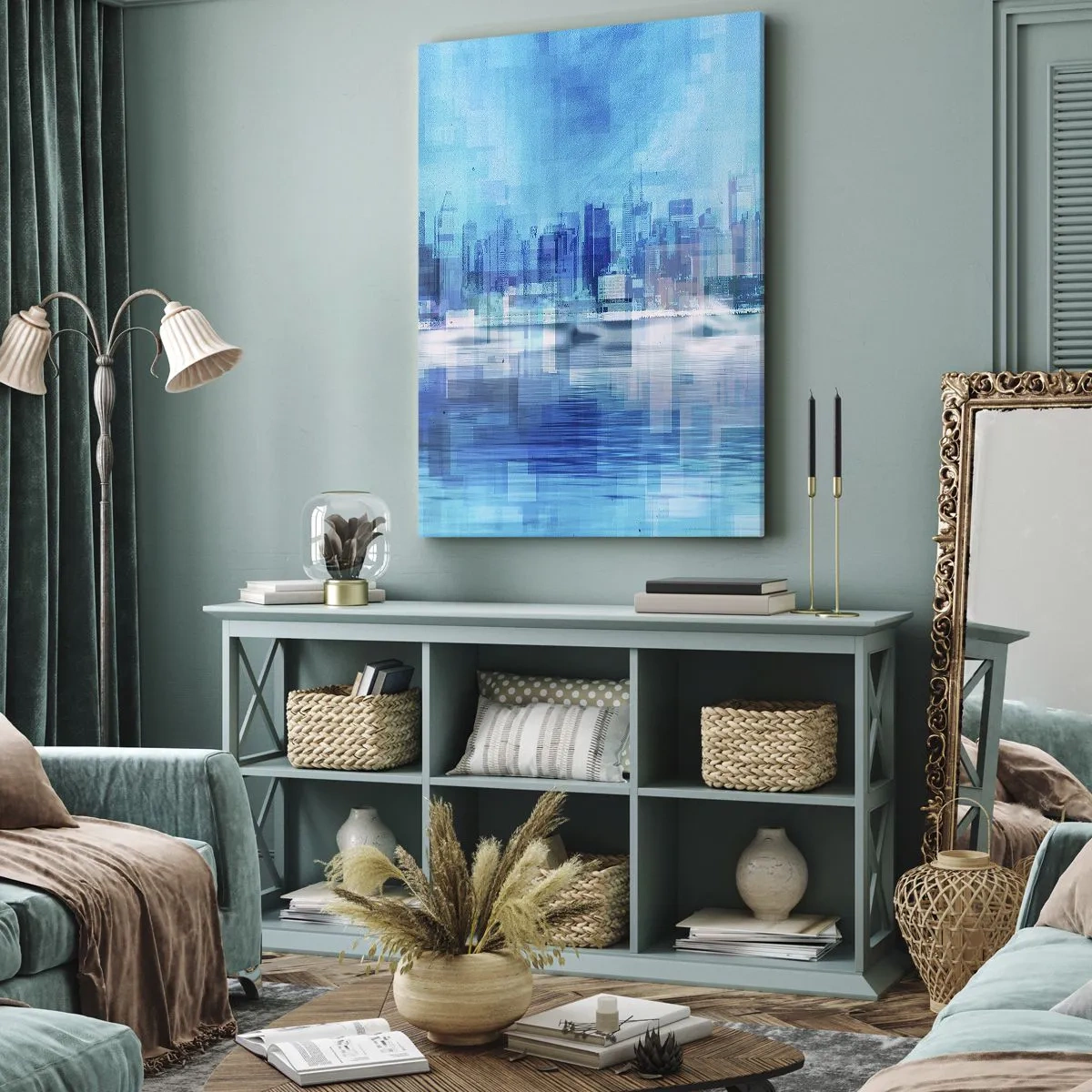 Obraz na plátne - Utopené v modrej - 80x120 cm