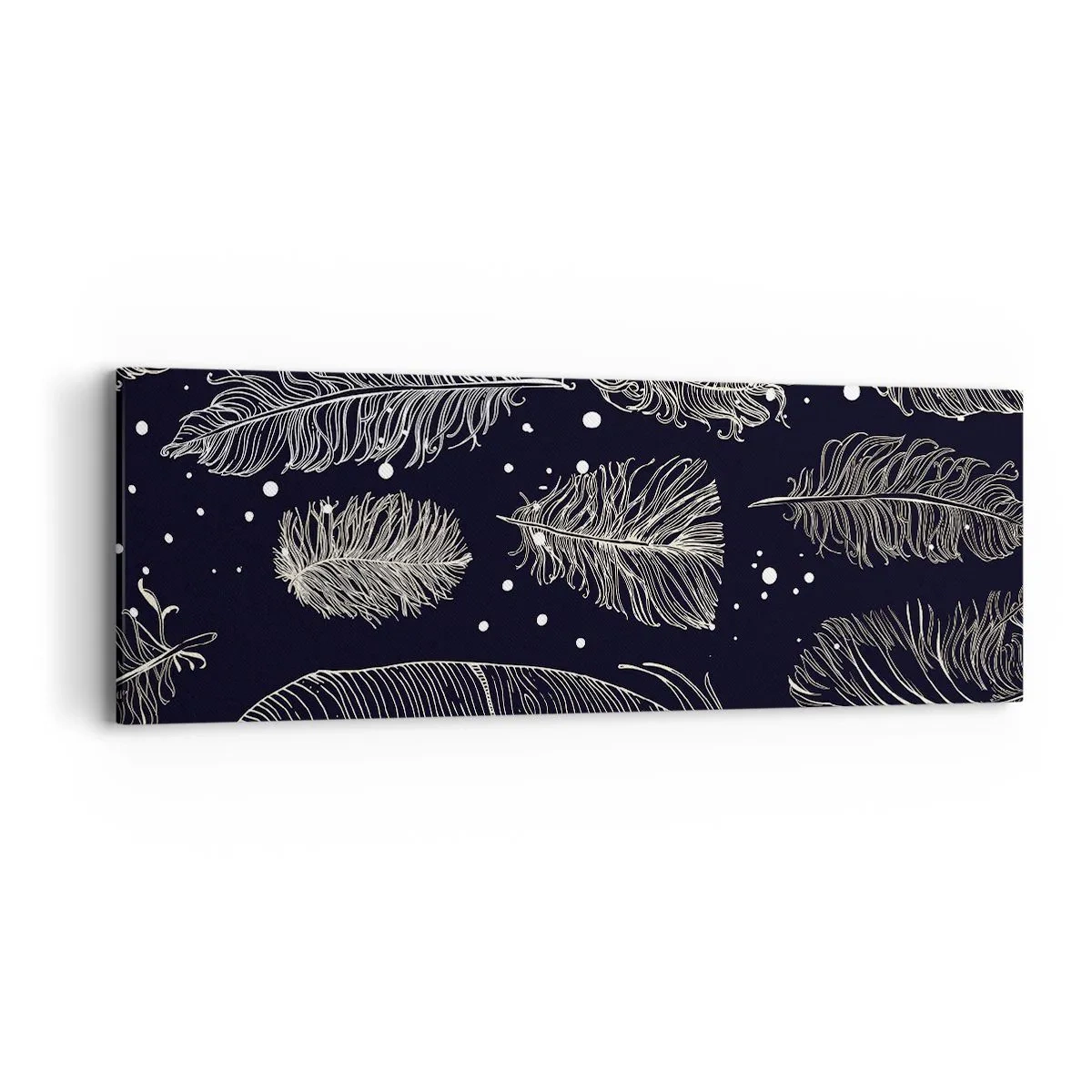 Obraz na plátne - Čipka s perím - 90x30 cm