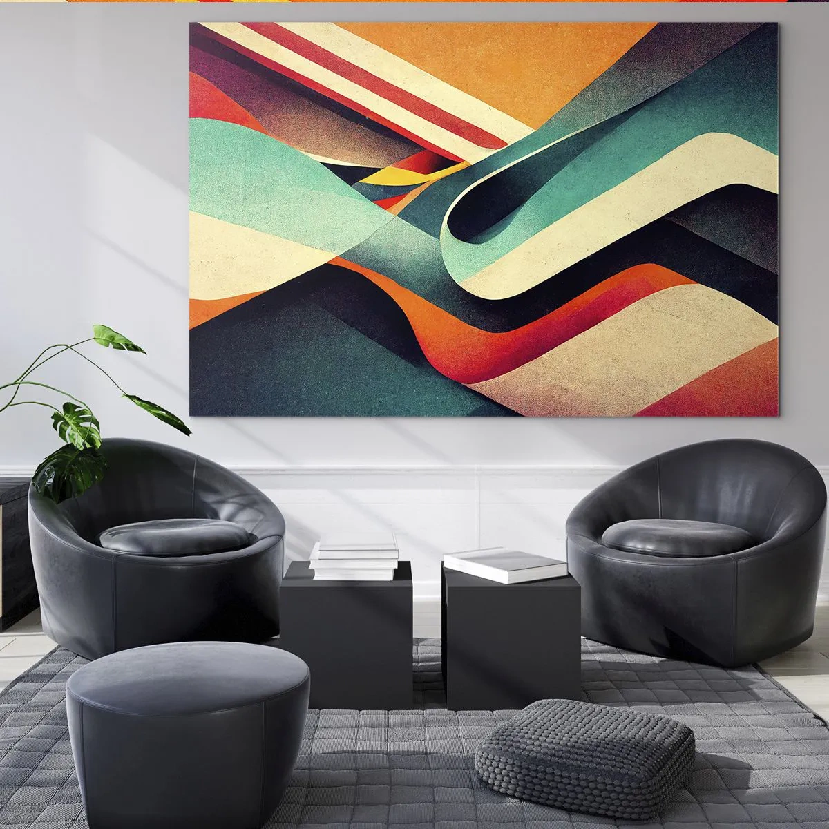 Obraz na skle - Farebné pruhy v dynamickej, abstraktnej kompozícii - 70x50cm - Intenzívna kompozícia - Moderná nástenná dekorácia do obývacej izby a spálne ARTTOR