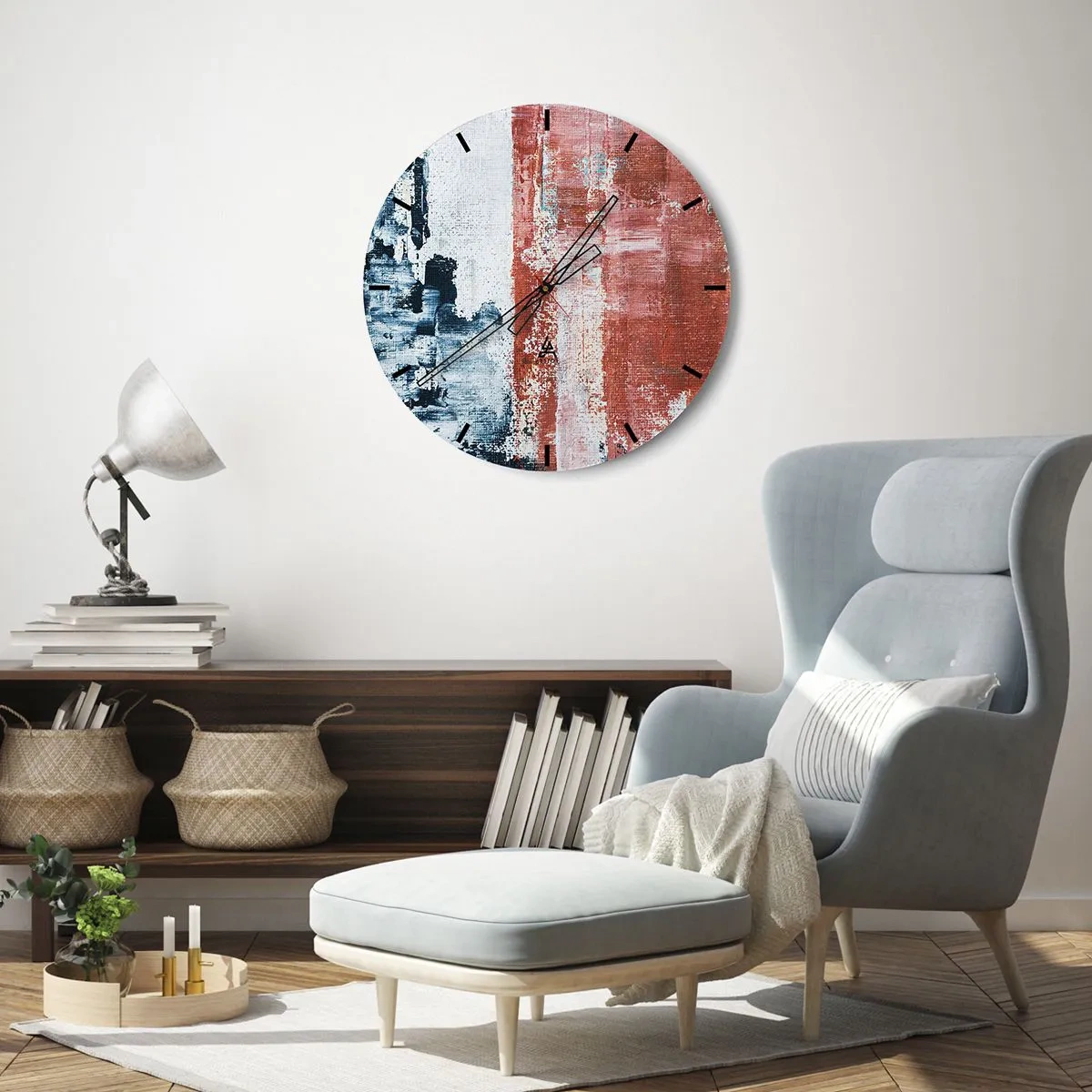 Nástenné hodiny - Abstraktné pol na pol - 40x40 cm