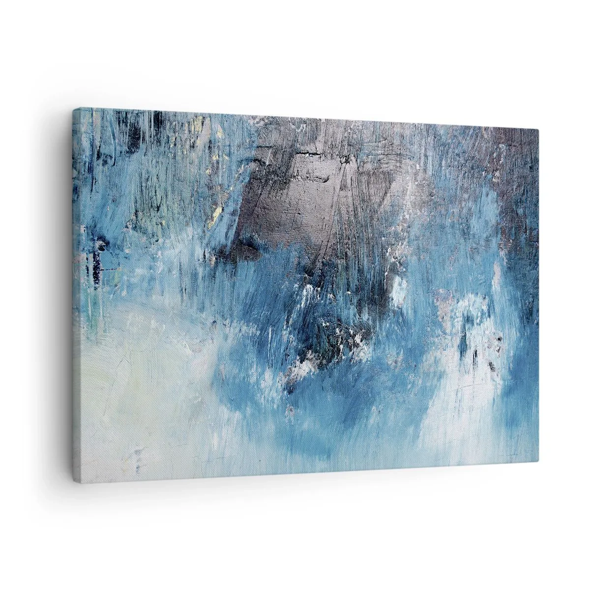 Obraz na plátne - Abstraktné ťahy štetcom v odtieňoch modrej - 70x50cm - Rapsódia v modrom - Moderná nástenná dekorácia do obývacej izby a spálne ARTTOR