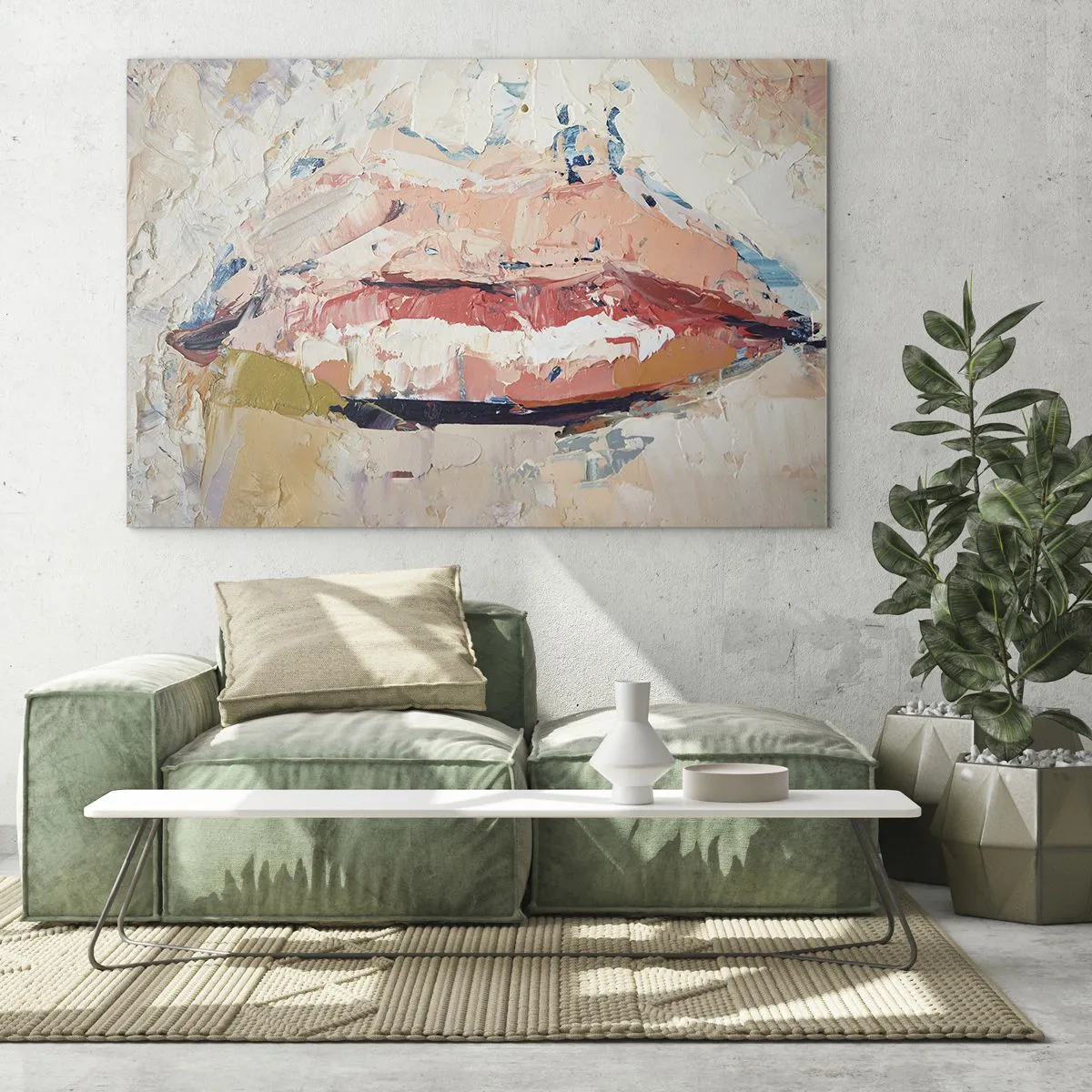 Obraz na skle - Abstraktný obraz pier v expresívnej maliarskej technike - 70x50cm - Prebúdza zmysly - Moderná nástenná dekorácia do obývacej izby a spálne ARTTOR