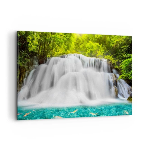 Obraz na plátne - Speneným vodopádom od zelene k modrej - 120x80 cm
