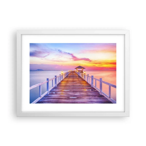 Plagát v bielom ráme - Ľaliovo-zlaté ticho večera - 40x30 cm