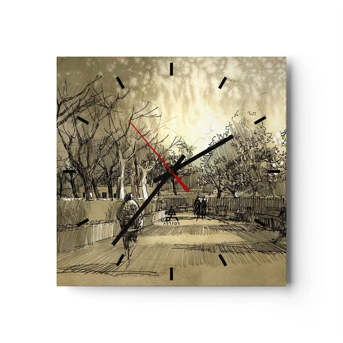 Nástenné hodiny - Pierkom zastavený okamih - 40x40 cm