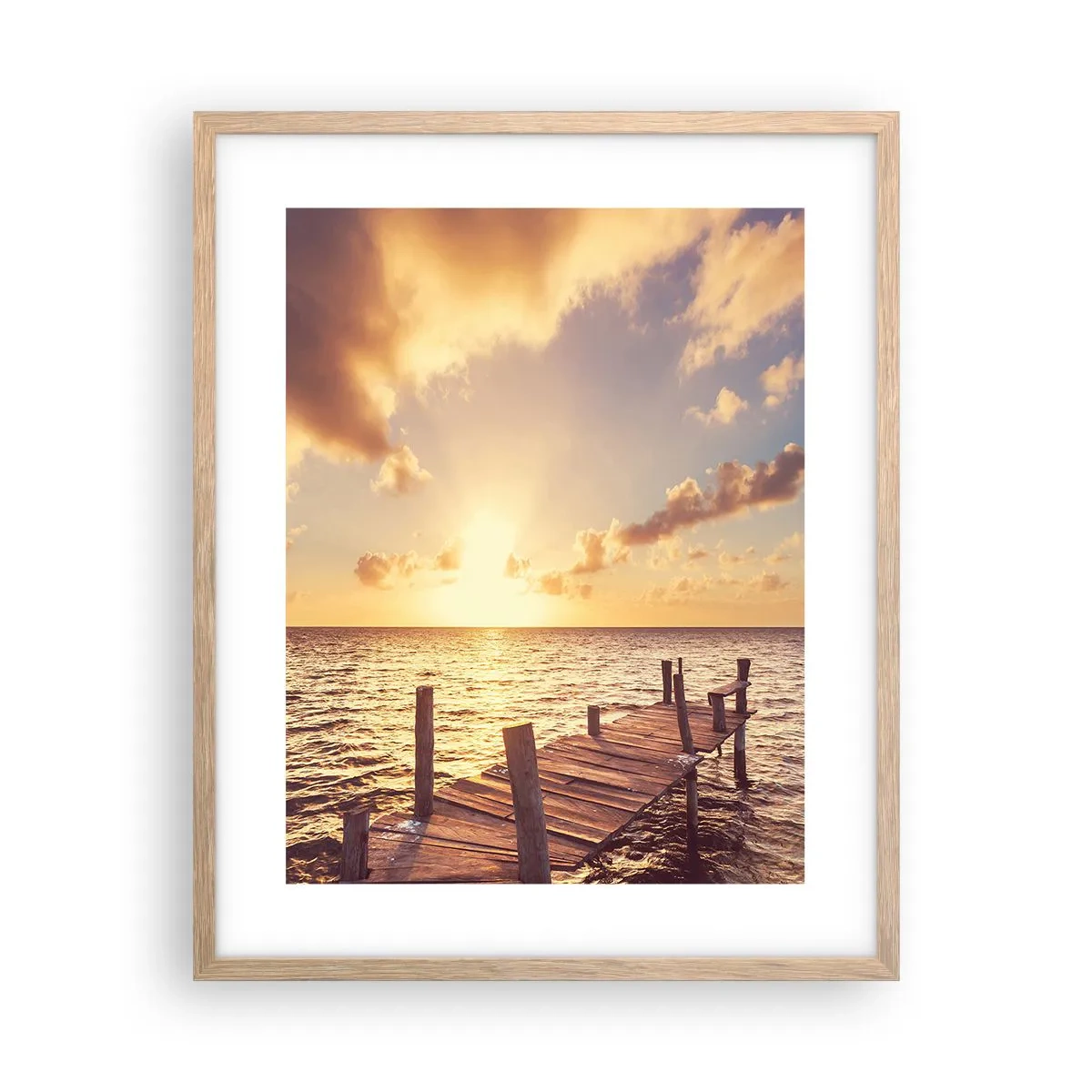 Plagát v ráme zo svetlého duba - Zlatá krajina láskavosti - 40x50 cm