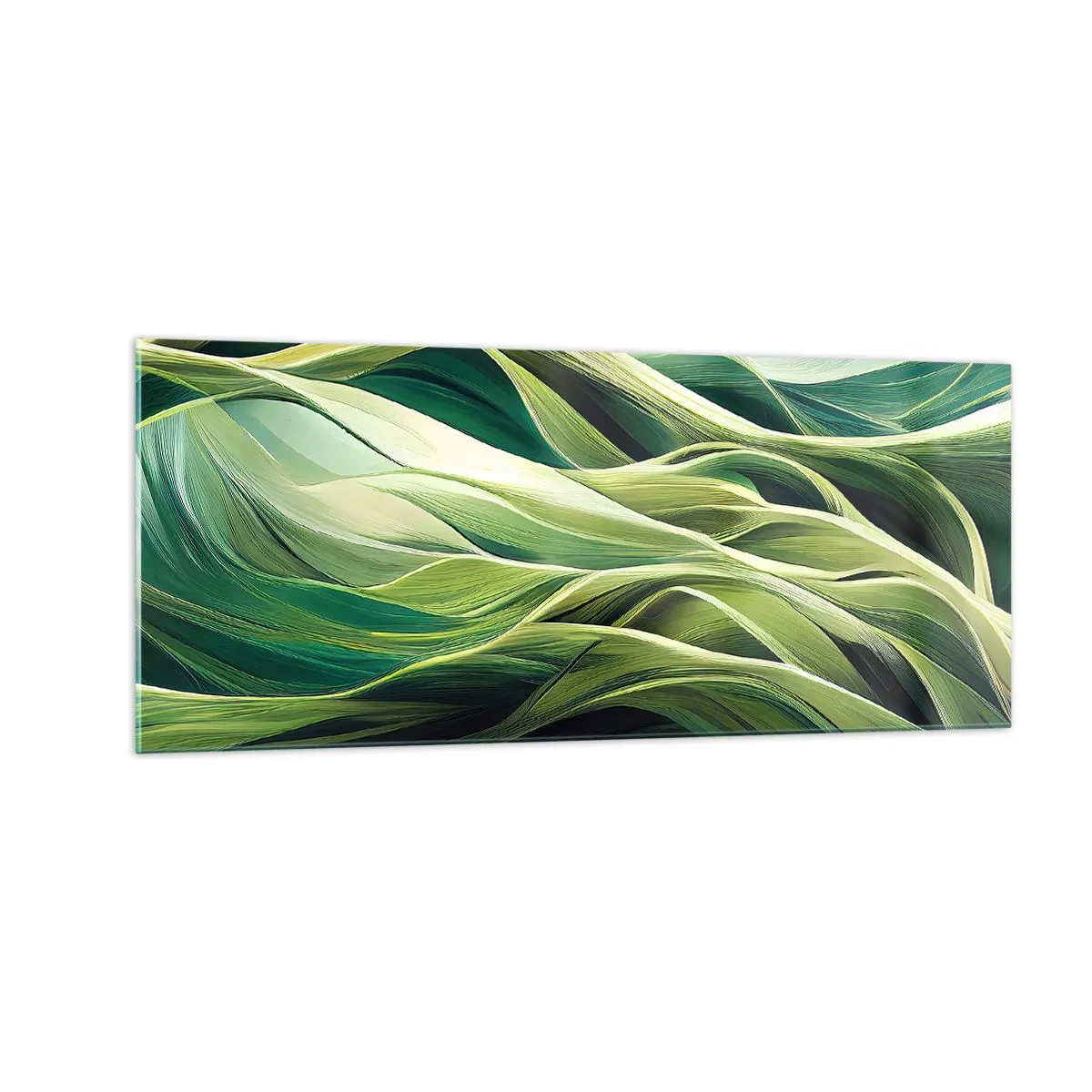 Obraz na skle - Abstraktná hra na zelenú - 100x40 cm