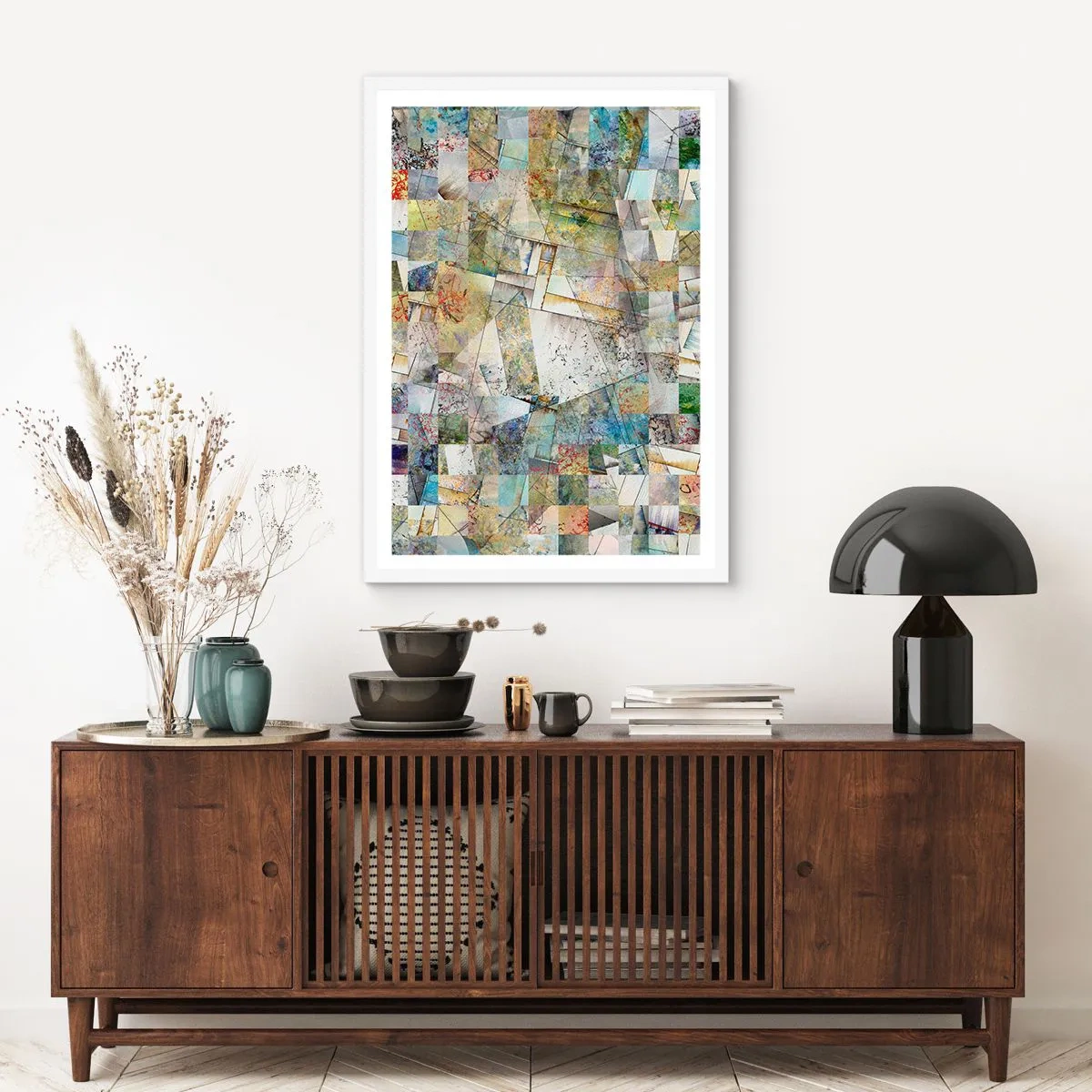 Plagát v bielom ráme - Geometrické preskupenie - 61x91 cm