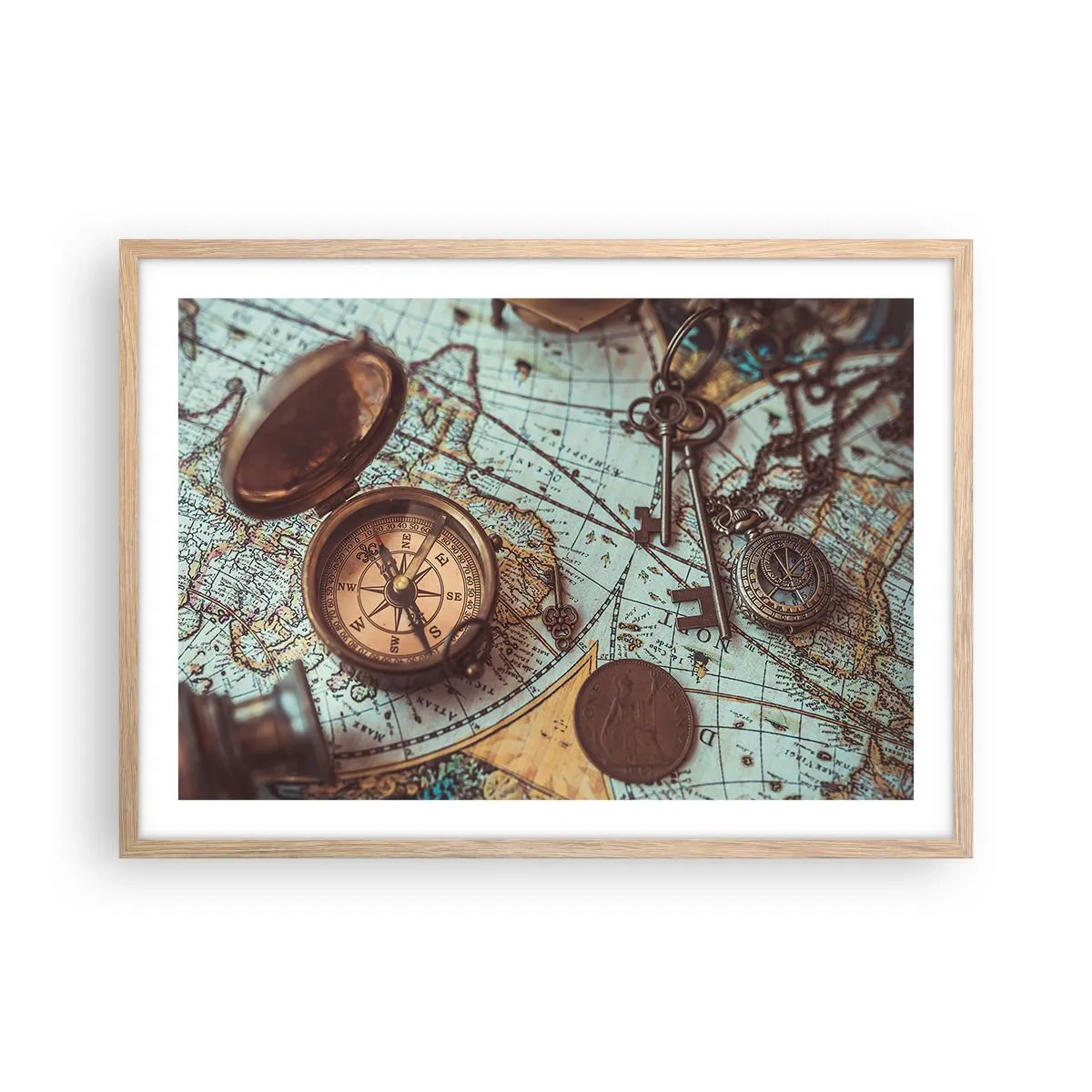 Plagát v ráme zo svetlého duba - Pre dobrodruha - 70x50 cm