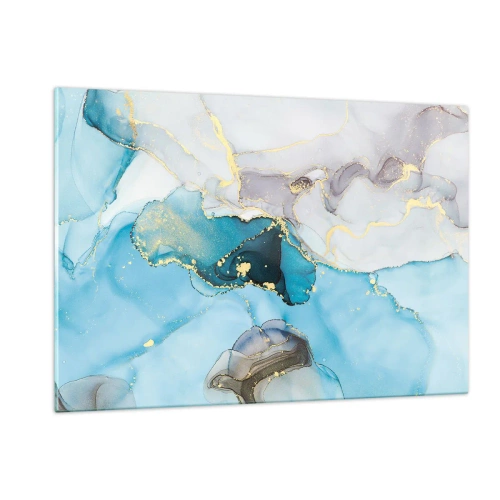 Obraz na skle - Štúdia o stretnutí šedej a tyrkysovej - 120x80 cm