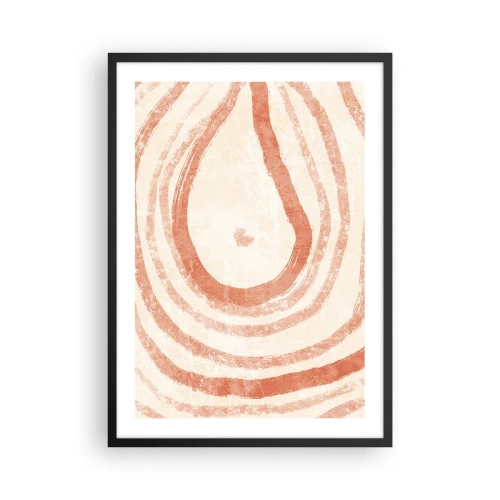 Plagát v čiernom ráme - Abstraktný vzor v teplých, zemitých farbách. - 50x70cm - Koralové kruhy – kompozícia - Moderná nástenná dekorácia do obývacej izby a spálne ARTTOR