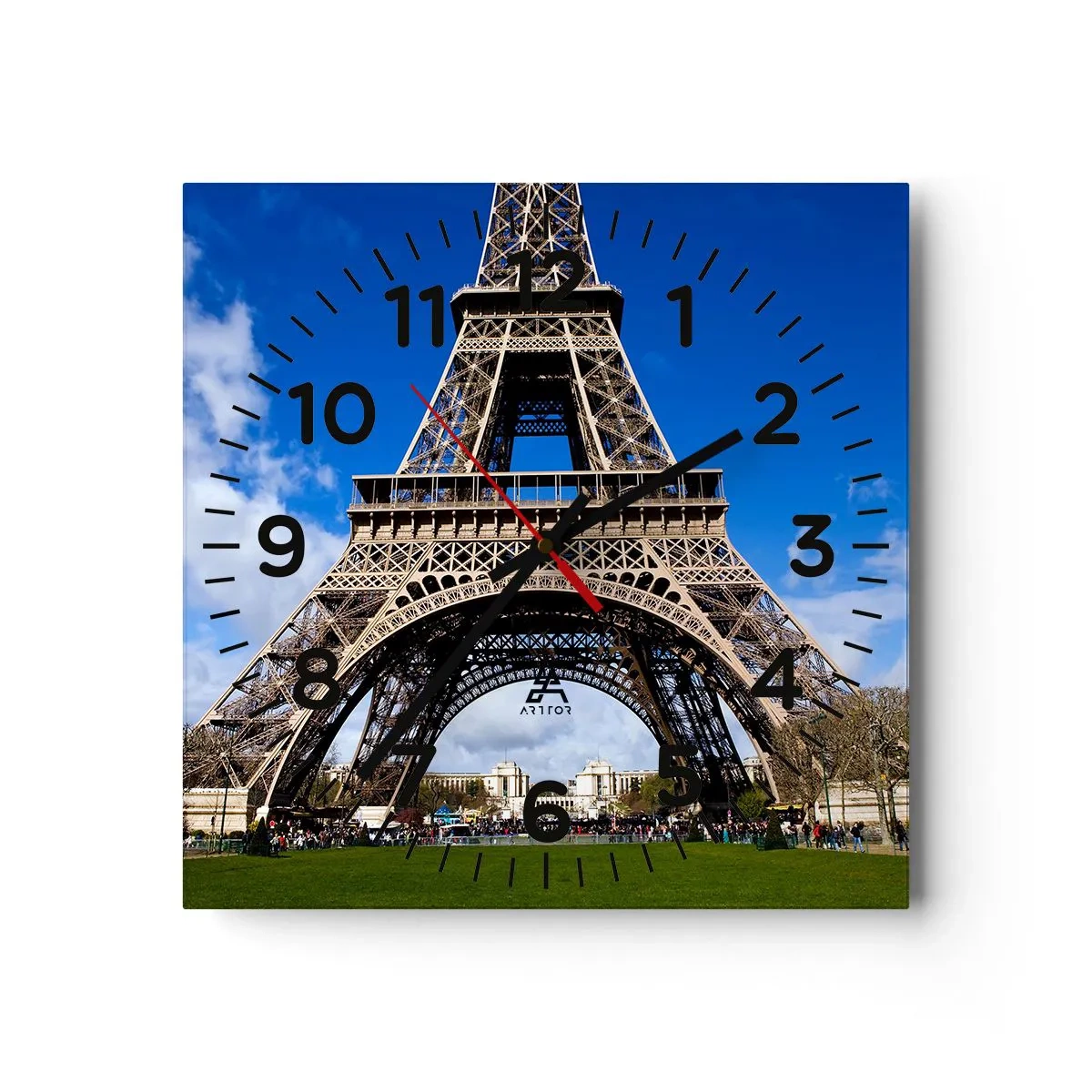 Nástenné hodiny - Celý Paríž pri jej nohách - 40x40 cm