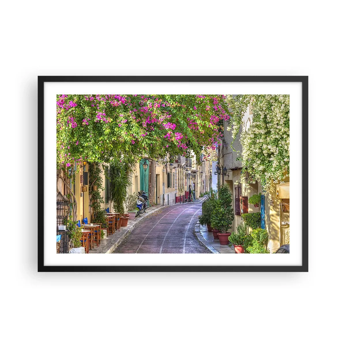Plagát v čiernom ráme - Kvitnúce zákutie - 70x50 cm