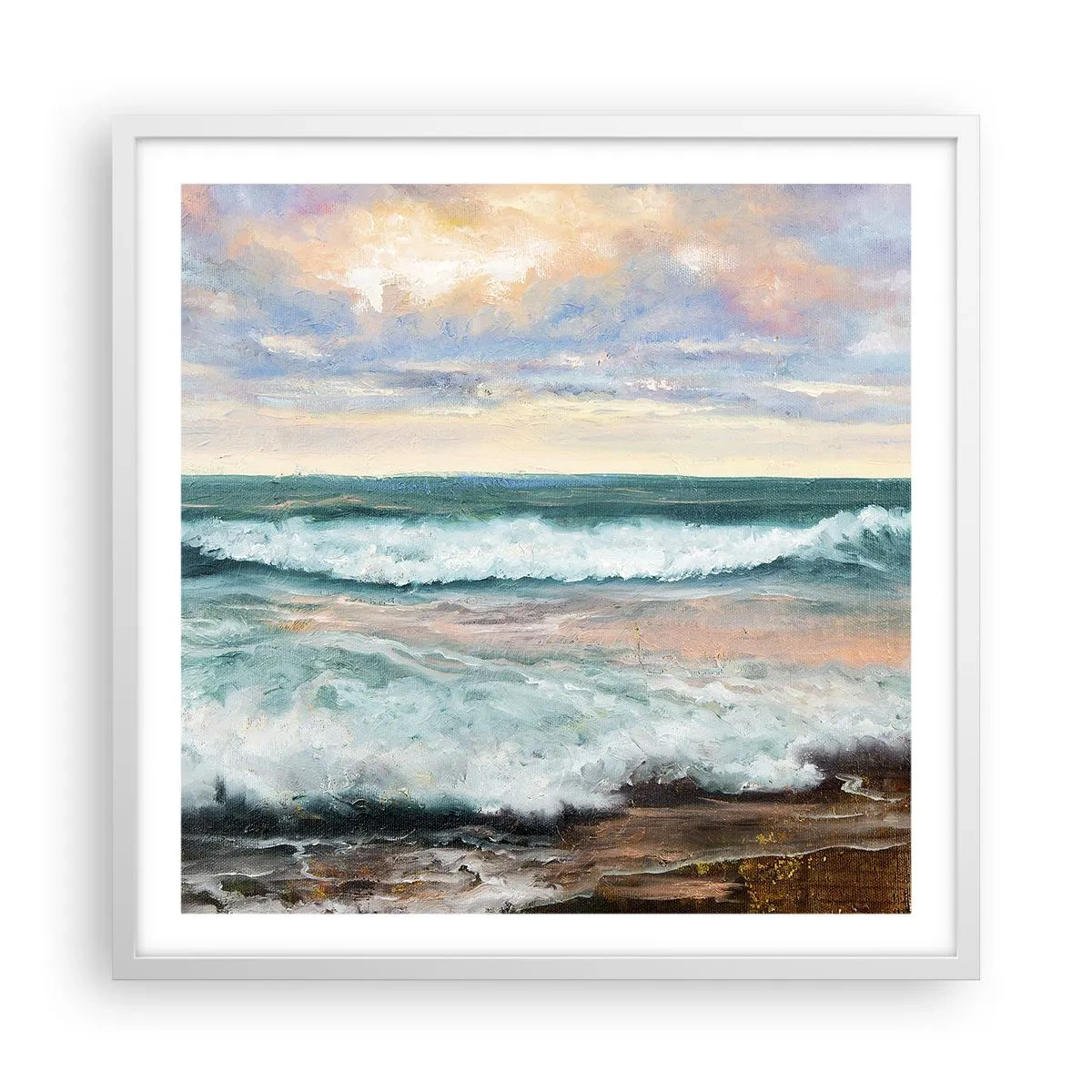 Plagát v bielom ráme - Tu uhladíš dušu - 60x60 cm