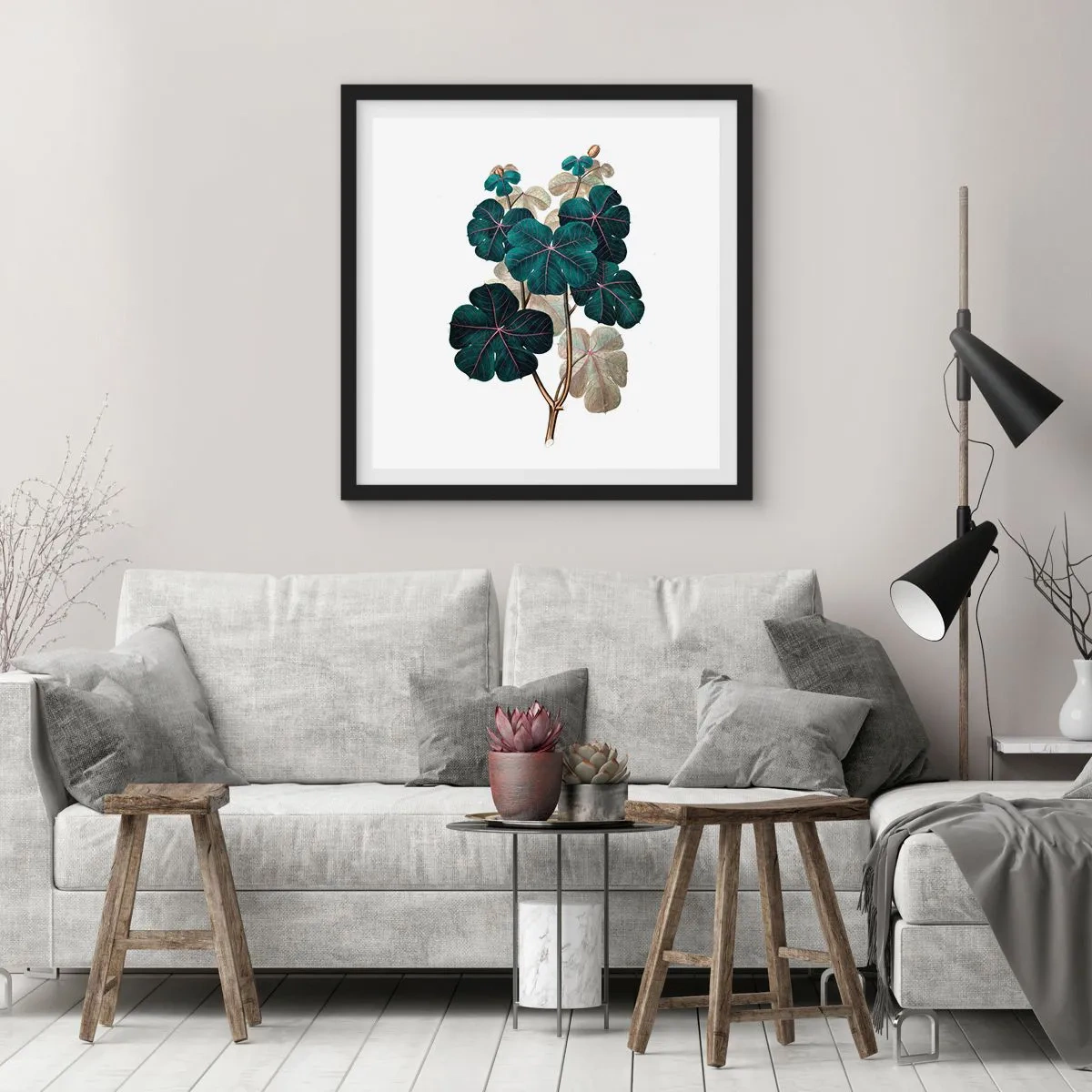 Plagát v čiernom ráme - Zo starého herbára - 60x60 cm