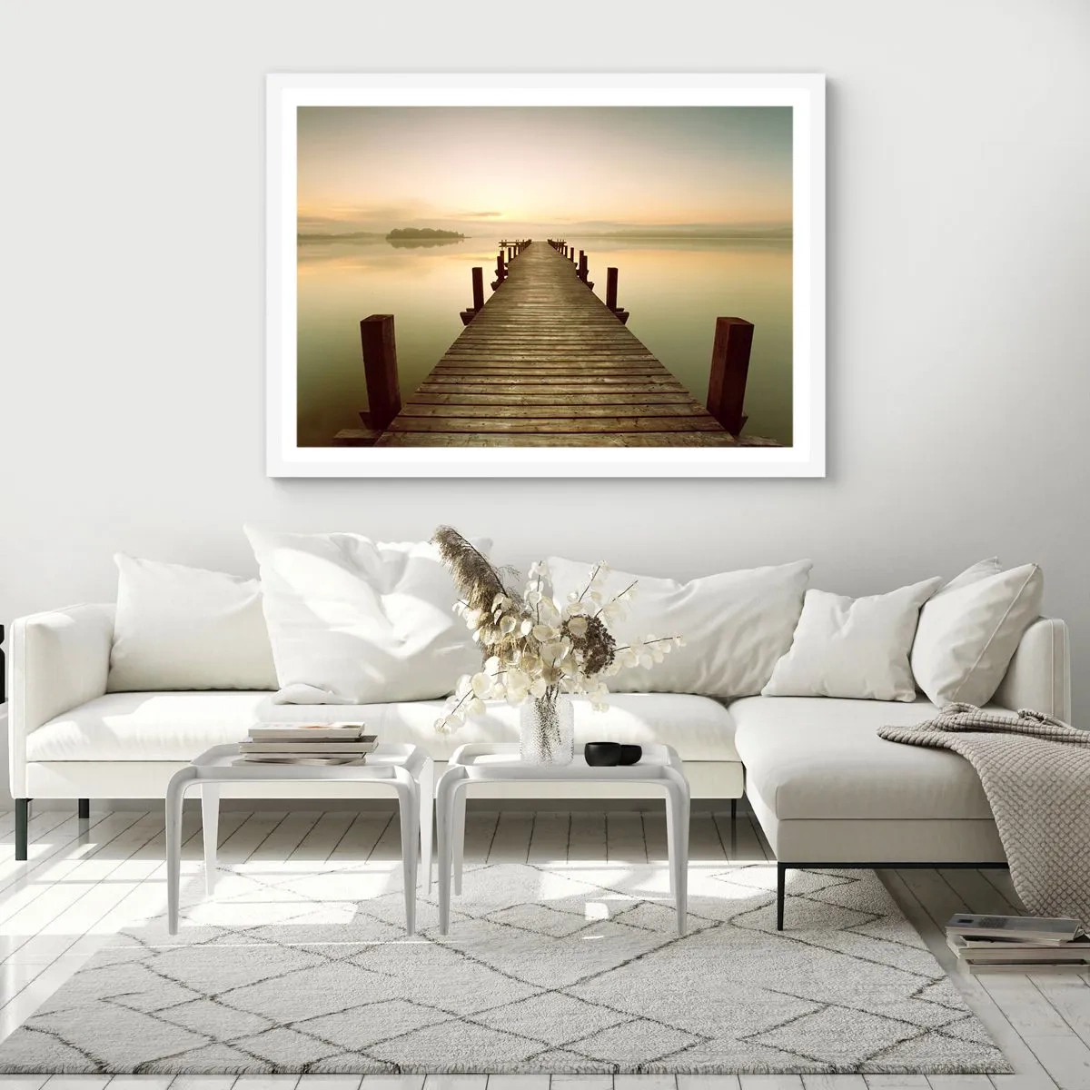 Plagát v bielom ráme - Úsvit, svitanie, svetlo - 70x50 cm