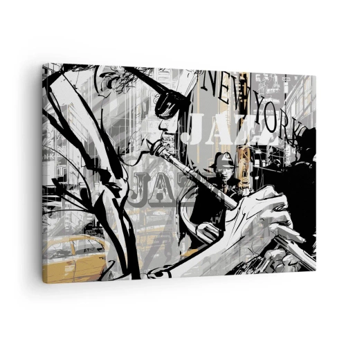 Obraz na plátne - Newyorská jazzová scéna - 70x50cm - V rytme New Yorku - Moderná nástenná dekorácia do obývacej izby a spálne ARTTOR