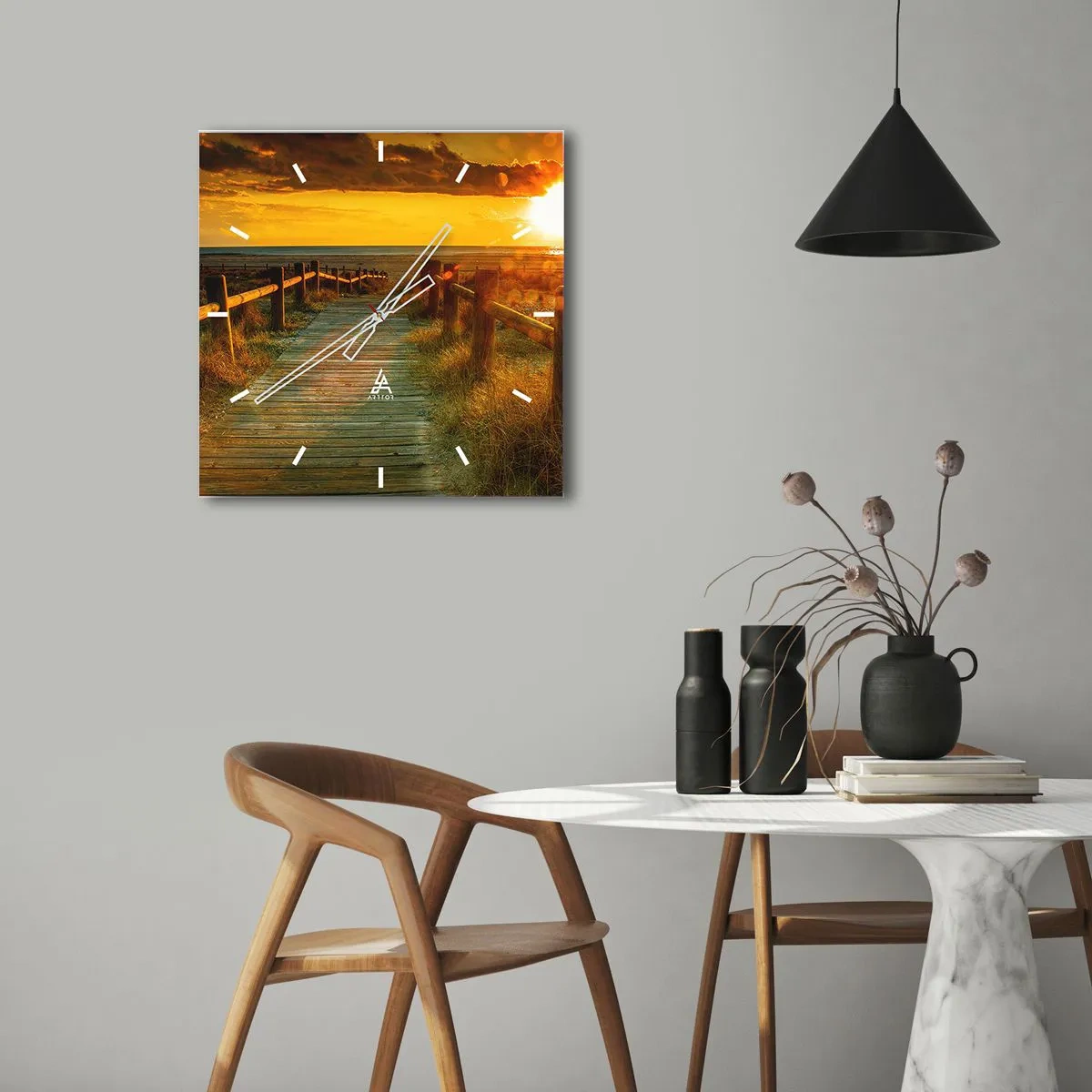 Nástenné hodiny - Vykúpané v starom zlate - 40x40 cm