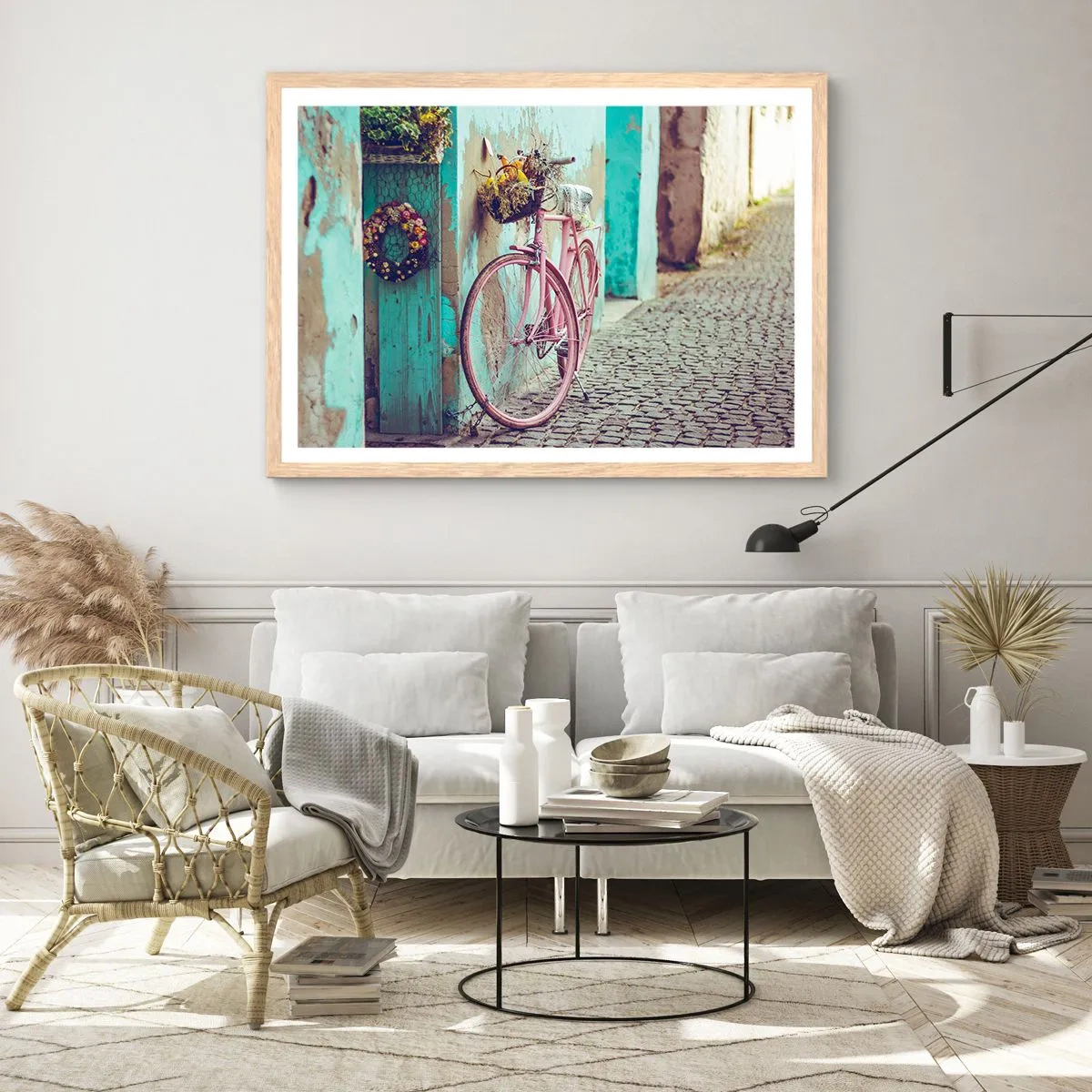 Plagát v ráme zo svetlého duba - Hneď sa vrátim - 100x70 cm