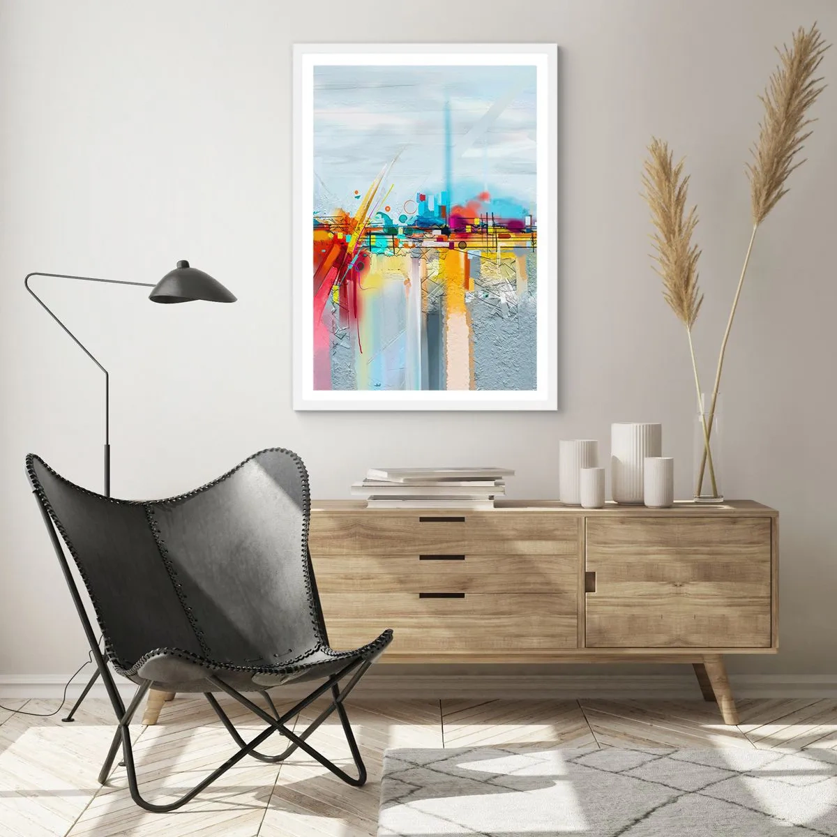 Plagát v bielom ráme - Most radosti nad riekou života - 70x100 cm