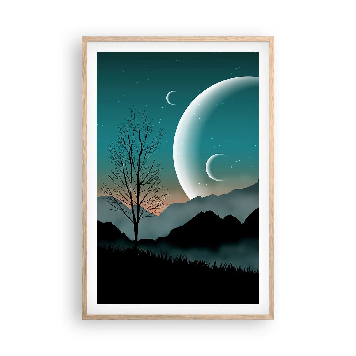 Plagát v ráme zo svetlého duba - Karneval hviezdnej noci - 61x91 cm