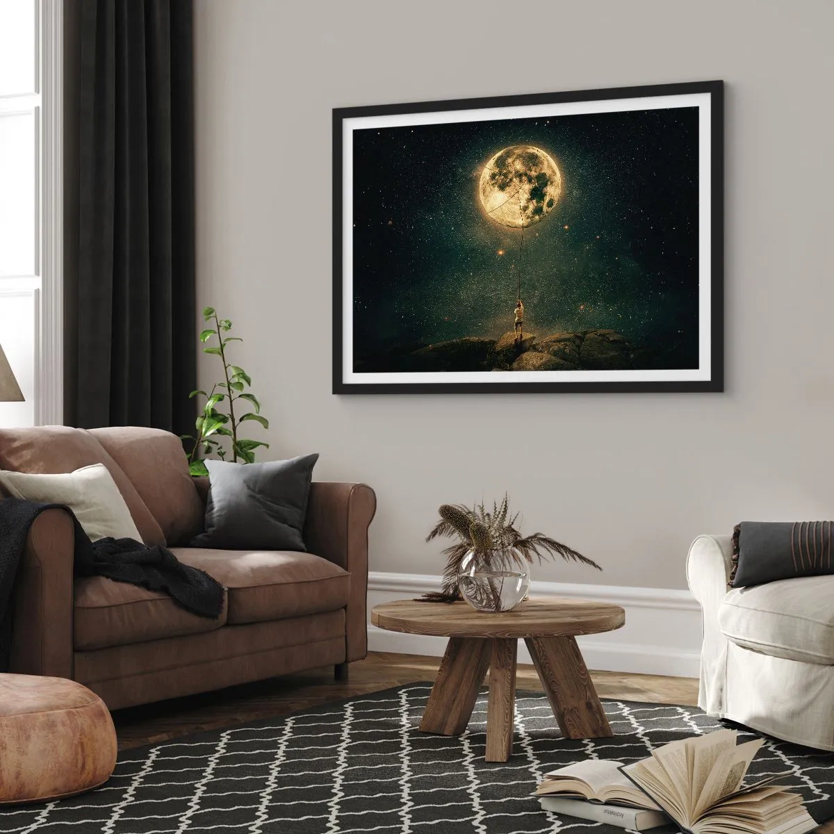 Plagát v čiernom ráme - Chlap, ktorý ukradol mesiac - 100x70 cm