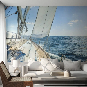 Fototapeta Standard Eco - Ahoj, dobrodružstvo - Jachta, More, Plachtenie - 200x140 cm