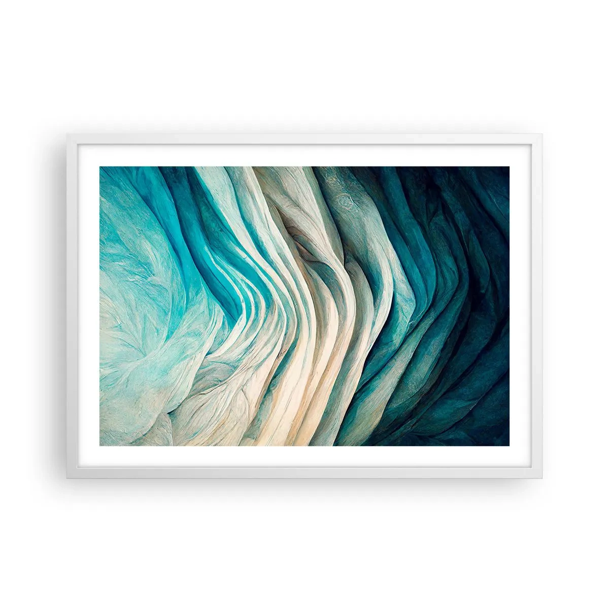 Plagát v bielom ráme - Modrá neukojiteľnosť - 70x50 cm