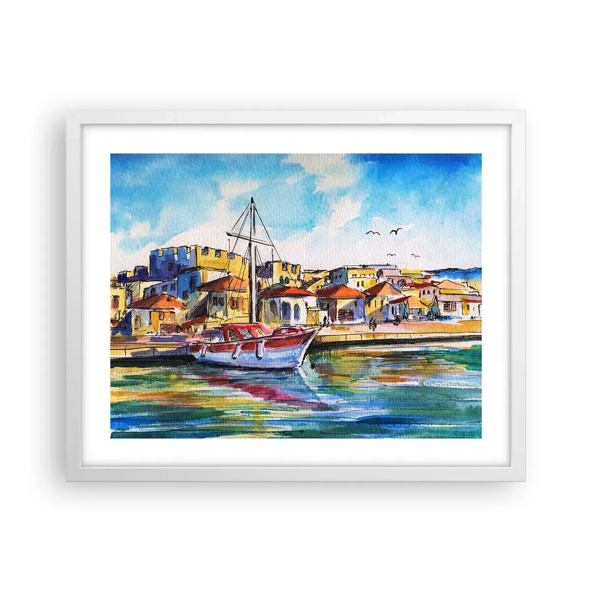 Plagát v bielom ráme - Dúhové popoludnie - 50x40 cm