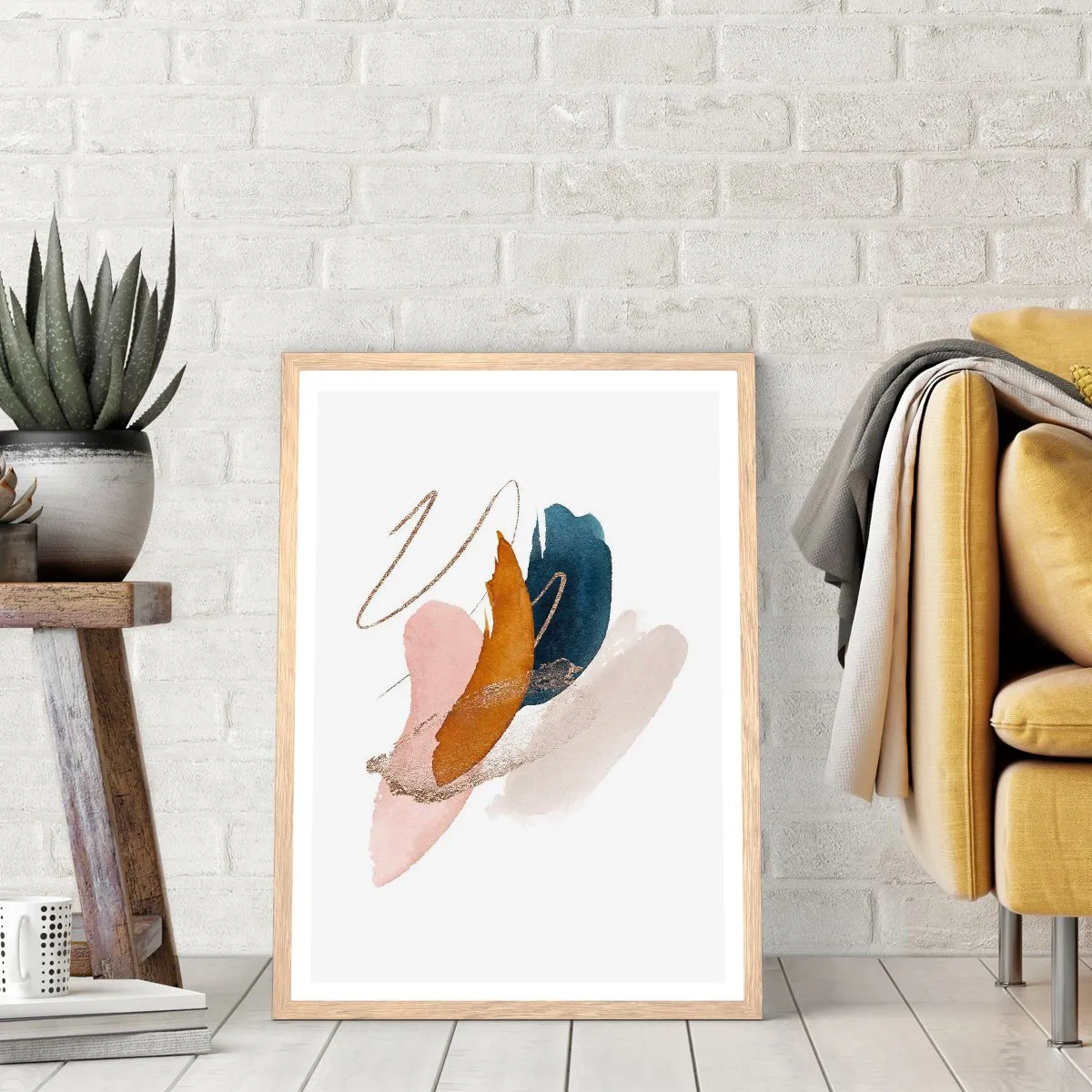 Plagát v ráme zo svetlého duba - Okrídlená kompozícia - 30x40 cm
