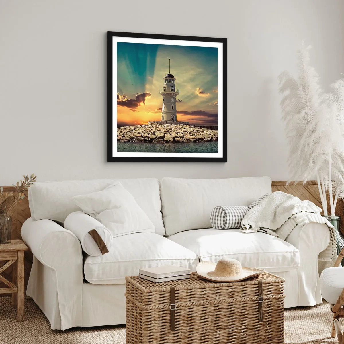 Plagát v čiernom ráme - Svetlo - Dobro - Krása - 40x40 cm