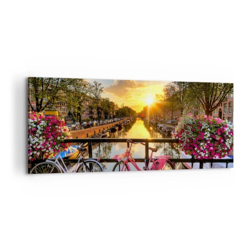 Obraz na plátne - Jarné ráno v Amsterdame - 100x40 cm